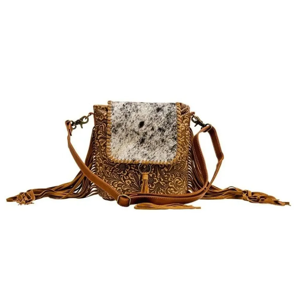Myra Bag Handmade Maushold Leather & Hairon Upcycled Canvas & Cowhide